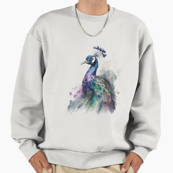 Peacock Watercolour Bird Painting Sweatshirt
