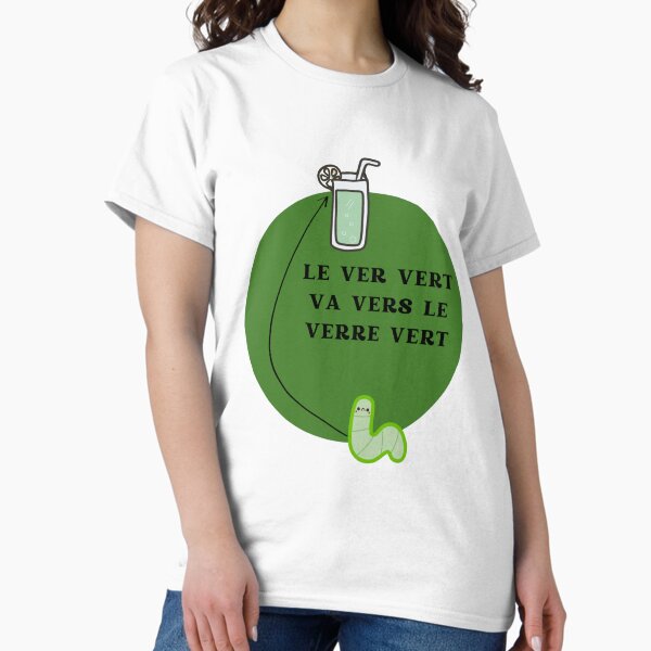A green worm goes towards the green glass T-Shirt