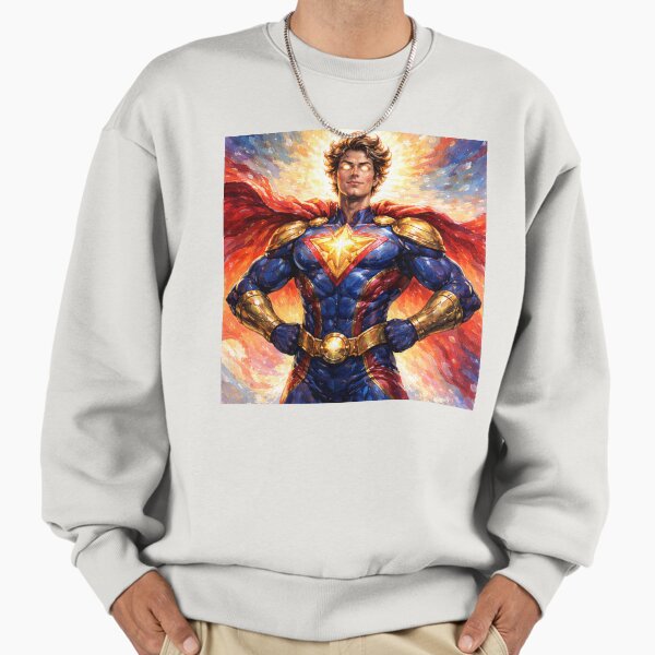 Original Superhero Portrait – Bold Hero Pose Finger Painted Illustration Sweatshirt