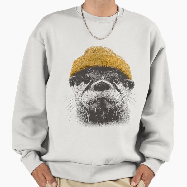 Otter Wearing Beanie Portrait Sweatshirt