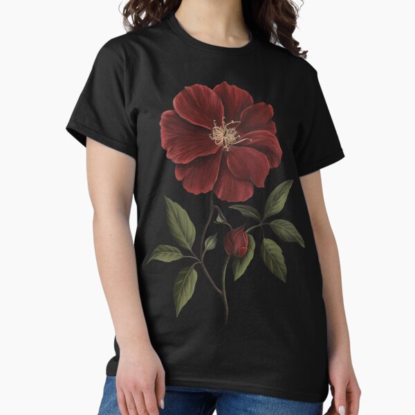 Dark Academia Victorian Red Flower T-Shirt
