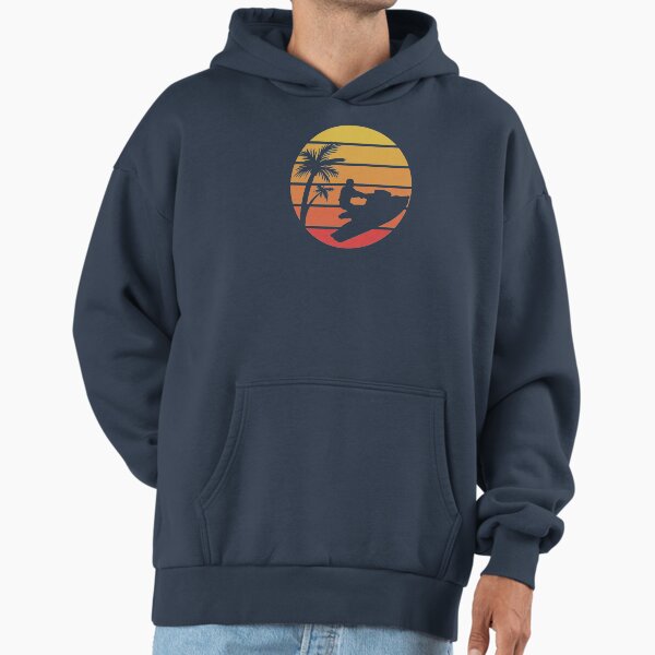Vintage Retro Palm Tree Sunset Jet Ski Hoodie