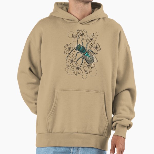 Blue, Orchard, Mason Bee Doodle, white Hoodie