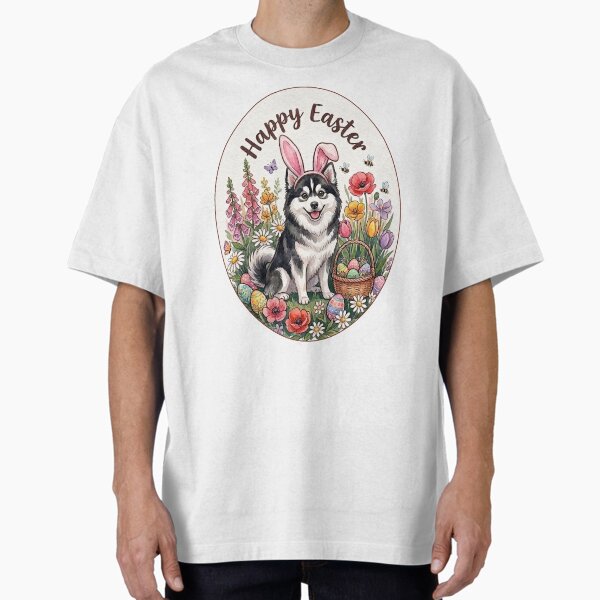 Funny Pomsky Happy Easter Egg Bunny Mom Dad Kids T-Shirt