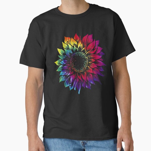 Tie Dye Retro Sunflower Women Black Shirt Cotton S-5XL (1) T-Shirt