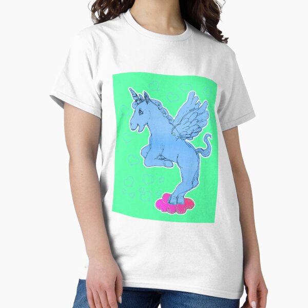 Loving Unicorn Horse On A Cloud (Original Drawing by ACCI) T-Shirt