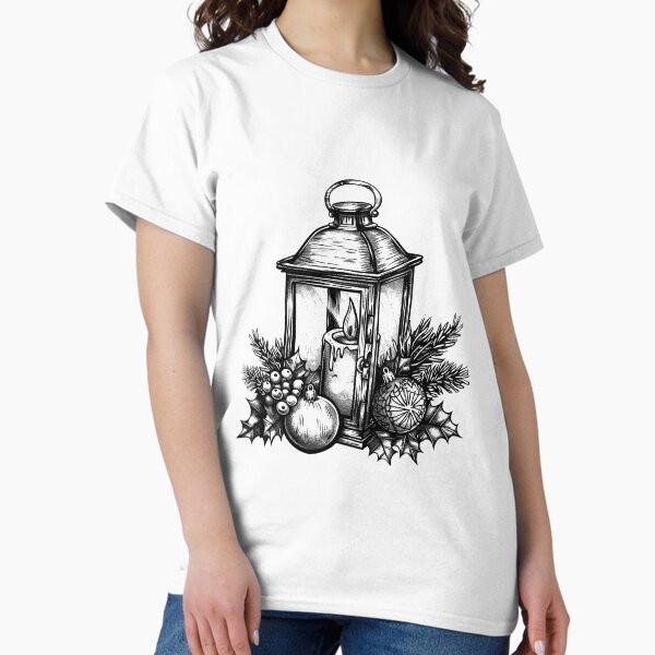 Christmas Lantern Candle Winter Holiday Vintage Design T-Shirt