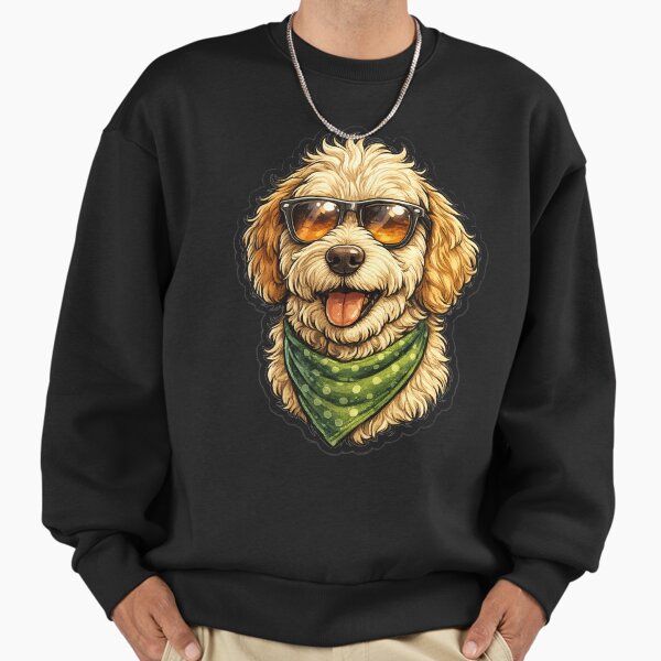 Cool Dog With Sunglasses Sticker – Cute Funny Hipster Dog Illustration for Pet Lovers Sweatshirt