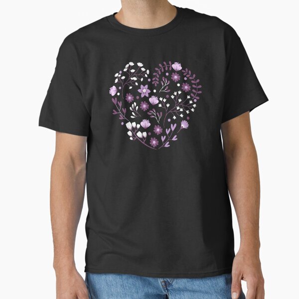 Floral heart, Valentine heart of flowers, cute heart made from flowers, spring flowers heart, T-Shirt