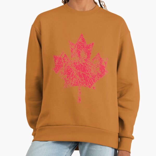Canadian Maple Leaf Grunge Distressed Style in Red Sweatshirt