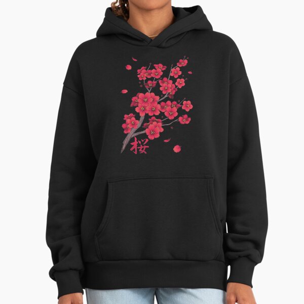 Falling Red Sakura Cherry Blossom petals Hoodie