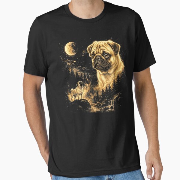 Pug Howling At The Moon Wolves Meme Mystic Nature Wildlife T-Shirt