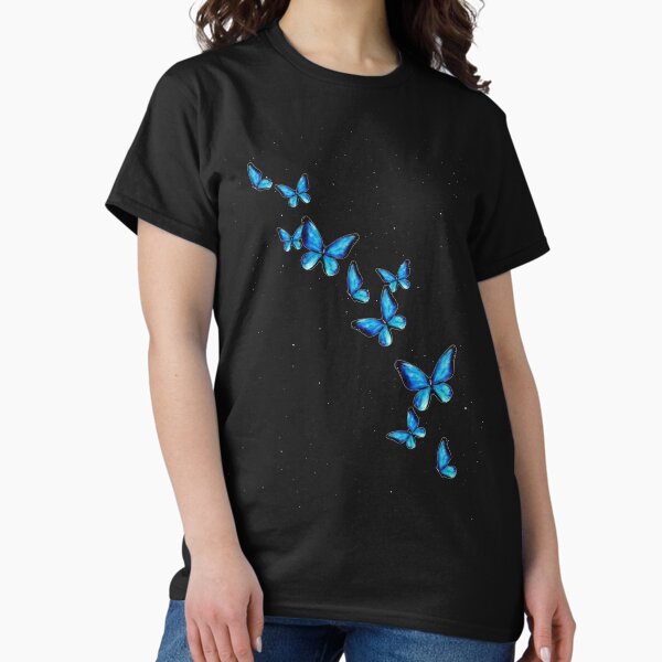 Blue butterflies summer night sky T-Shirt