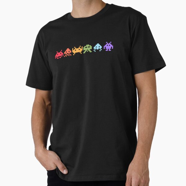 Space Invaders Pixel Art Rainbow Aliens Premium T-Shirt