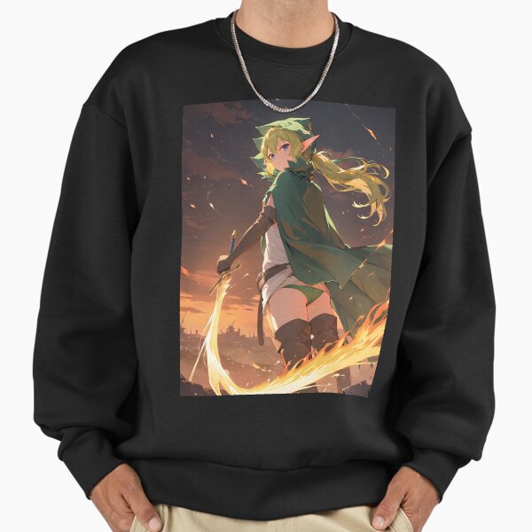 Ryuu Lion Danmachi Anime Girl Fantasy Elf Sword Fire Battle Sweatshirt