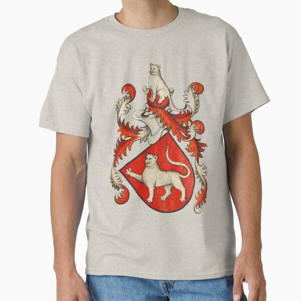 MEDIEVAL HERALDIC CATS Coat of Arms in Red Ivory colors T-Shirt