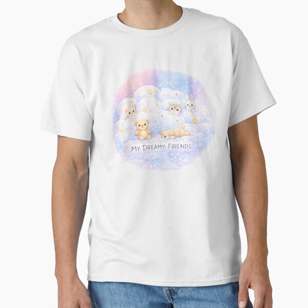 My Dreamy Friends – Kawaii Cloud Animals Illustration T-Shirt