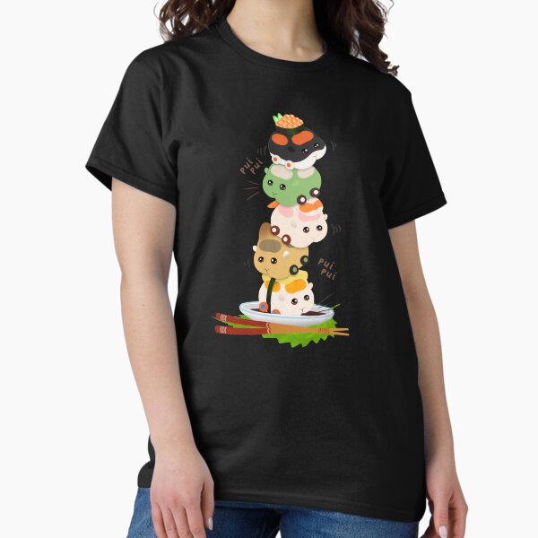 Sushi Molcars Pui Pui Molcar Cute Toppling Tower T-Shirt