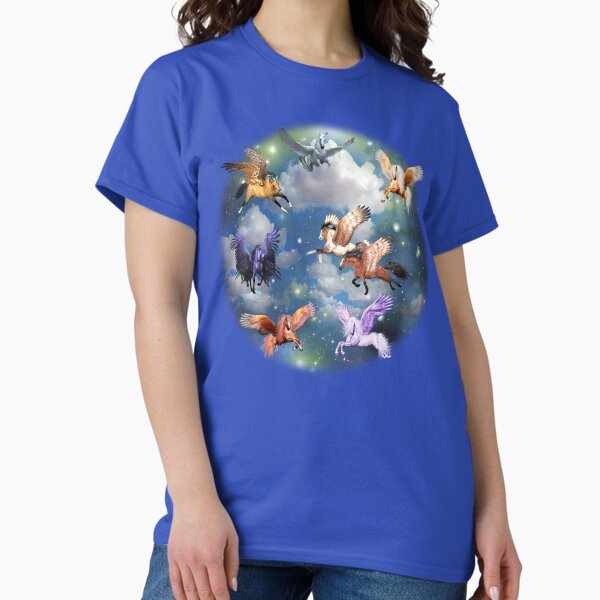 Flying Pegasus In The Night Sky Legendary Animals 8 Pegasi All Colors T-Shirt