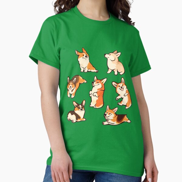 Jolly corgis in green T-Shirt