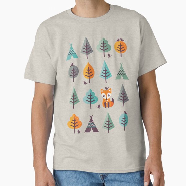 Fox in the Forest on Gray T-Shirt