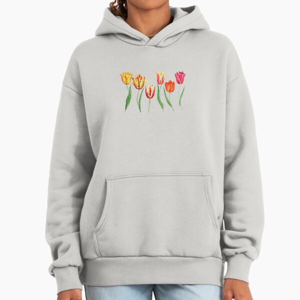 Hand painted colorful tulips flower watercolor painting Hoodie