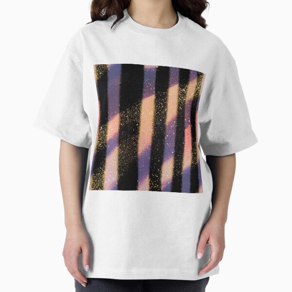 Black Gold Glitter Blush Stripes T-Shirt