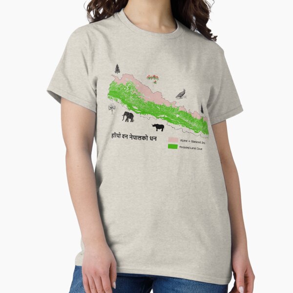 Forests of Nepal Mini Map (नेपालका वनको सानो नक्सा) T-Shirt
