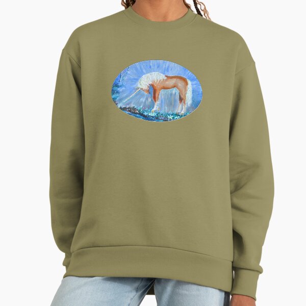 Unicorn Legendary Animals Shining Palomino Mare in Forest Fairy Tale Painting Sweatshirt