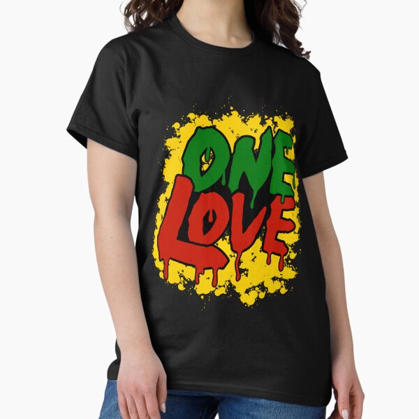 One Love Jamaica Rasta Reggae Music Caribbean Pride Art T-Shirt