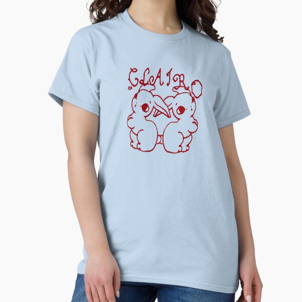Clairo Charm Twin Bunnies Cartoon Drawing Red T-Shirt