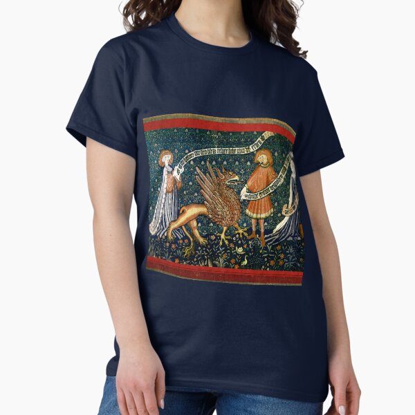 ANTIQUE LOVE TAPESTRY WITH GRIFFIN Medieval Bestiary T-Shirt