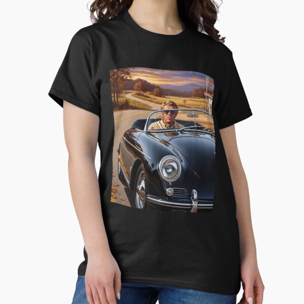 Steve McQueen - Autumn Road: Classic Roadster Cinematic Art T-Shirt