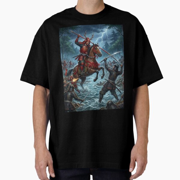 Yukimura Sanada — The Crimson Charge in the Storm | Japanese Samurai Warrior Art 真田幸村 ― 嵐を裂く紅蓮の突撃|戦国武将アート T-Shirt