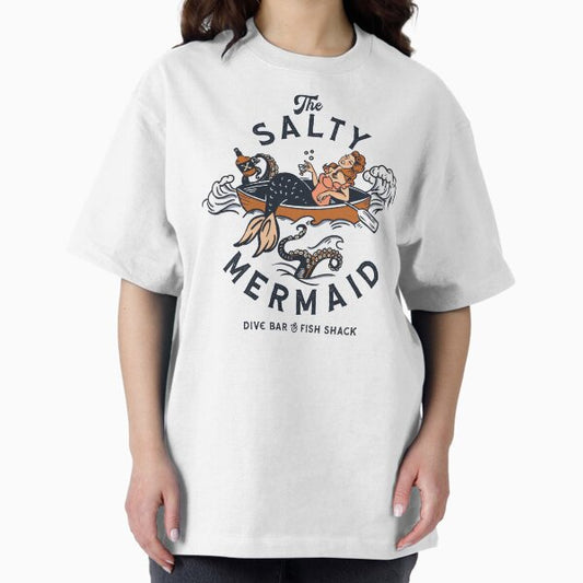 "The Salty Mermaid Dive Bar & Fish Shack" Cool Retro Mermaid Travel Design T-Shirt
