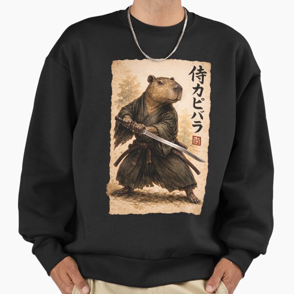 Retro Vintage Japanese ink art, samurai Capybara illustration Sweatshirt
