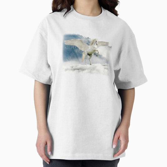 Legendary Animals Unicorn With Wings On Snowy Mountain Fairy Tale Pegasus T-Shirt