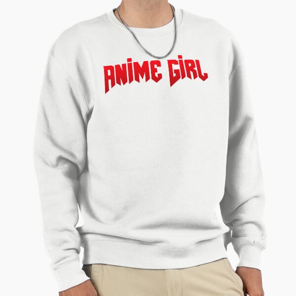 Anime Girl, Red Typography Sweatshirt