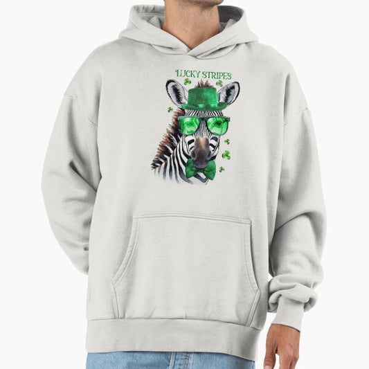 St Patrick's Day Zebra Lucky Stripes and Bagpipes Hoodie