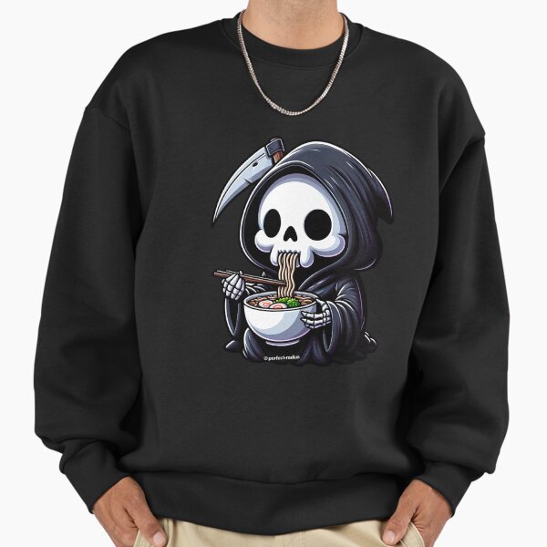 Grim Reaper is hungry. He is eating ramen. Sweatshirt