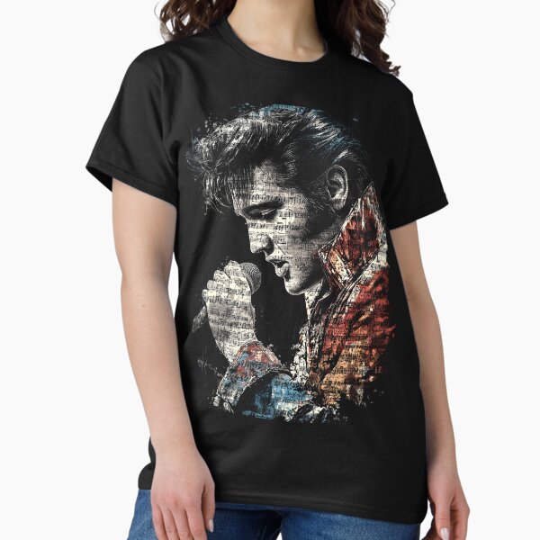 Elvis Presley King of Rock n Roll Jailhouse Rock Hound Dog Blue Suede Shoes Vegas Jumpsuit Comeback Special 68 Aloha Hawaii Fan Art Portrait Poster T-Shirt Sticker Gift T-Shirt