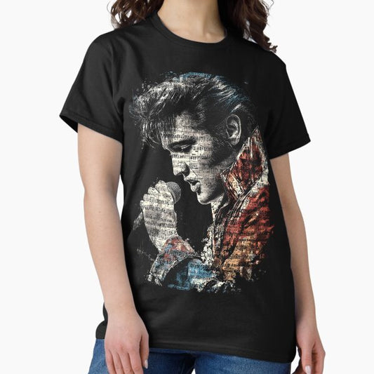 Elvis Presley King of Rock n Roll Jailhouse Rock Hound Dog Blue Suede Shoes Vegas Jumpsuit Comeback Special 68 Aloha Hawaii Fan Art Portrait Poster T-Shirt Sticker Gift T-Shirt
