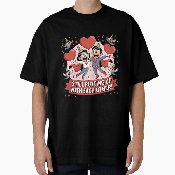 Still Putting Up With Each Other – Superhero Anniversary Couple Flying High T-Shirt