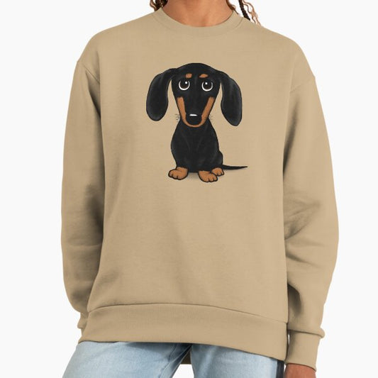 Cute Black and Tan Smooth Coated Dachshund Cartoon Dog Sweatshirt
