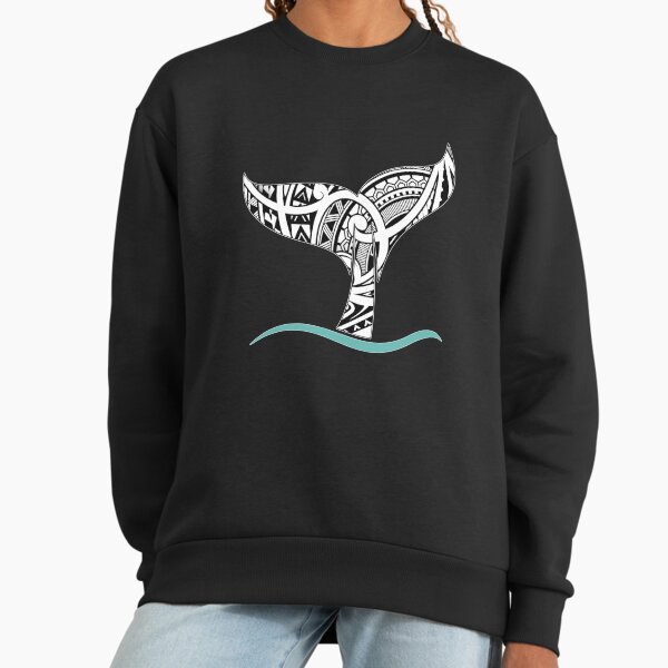 Whale Tail: Polynesian Black and White Tatau Inspired pattern Sweatshirt