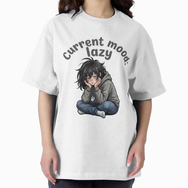 Current Mood Lazy Anime Girl Funny Aesthetic Design T-Shirt