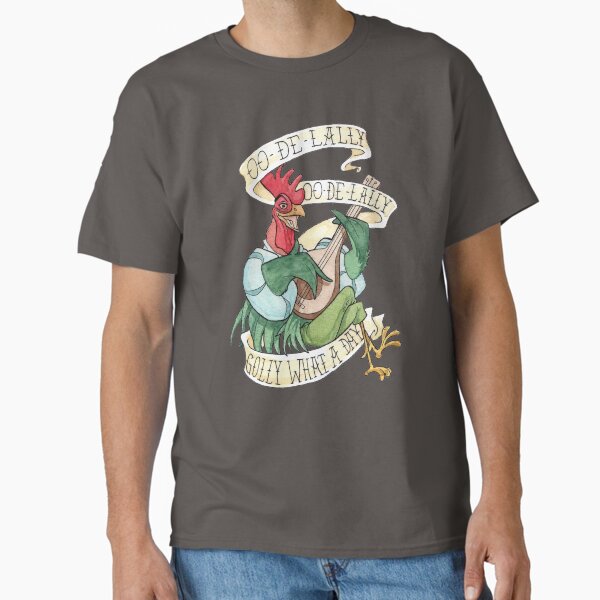 Alan-A-Dale Rooster : OO-De-Lally Golly What A Day Tattoo Watercolor Painting Robin Hood T-Shirt