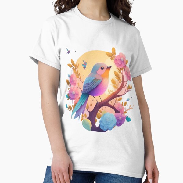 Colorful spring magic – Magical bird in a sea of blossoms T-Shirt