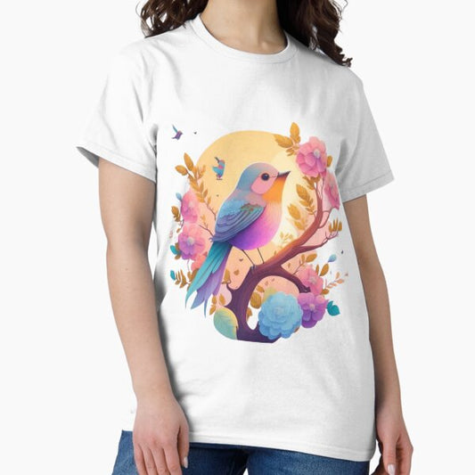 Colorful spring magic – Magical bird in a sea of blossoms T-Shirt