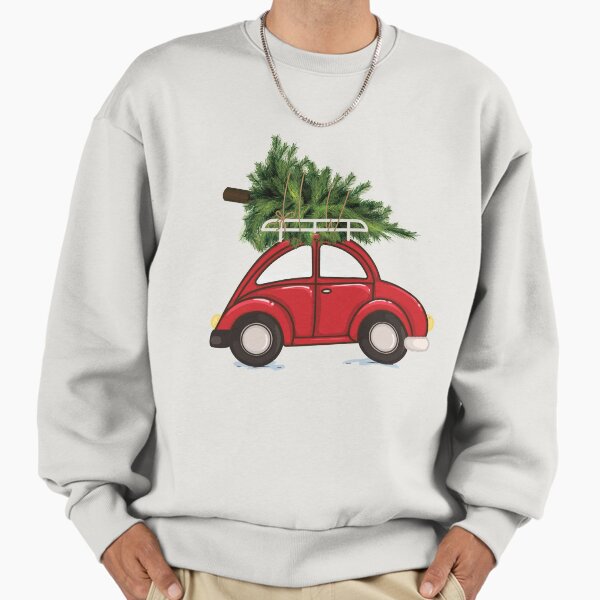 Christmas Tree on Roof of Red Car Sweatshirt